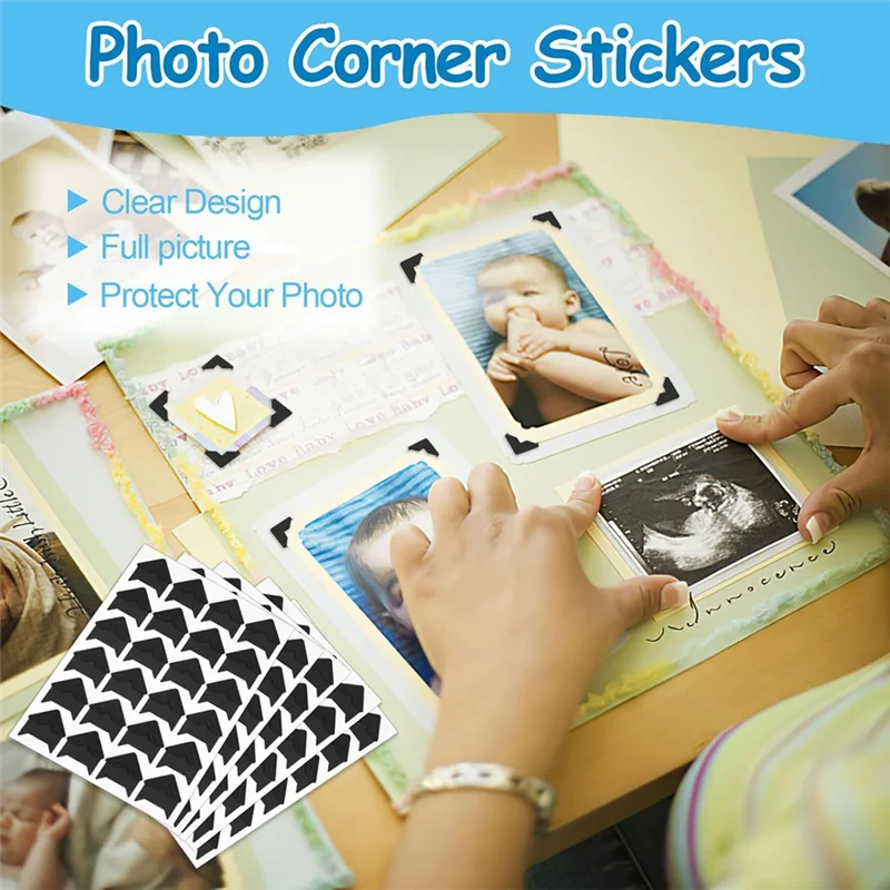 ABFU-432 Pcs Photo Corners Self Adhesive, Acid Free Picture Corners For Scrapbooking, Photo Corners For DIY Scrapbooking