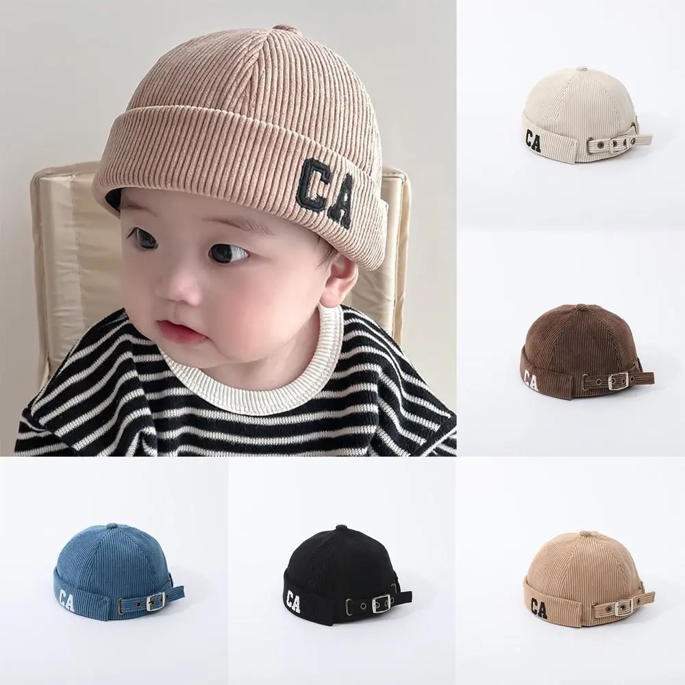 

Brimless Baby Corduroy Docker Cap Size Adjustable Japanese Style Landlord Hat Wear All Seasons Brimless Hip Hop Hats