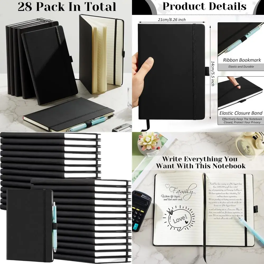 

Блокнот A5 на подкладке из искусственной кожи, оптовая упаковка, счет для колледжа, держатель для ручек, 5,5x8,2 дюйма, черный, простой дизайн для школы и бизнеса