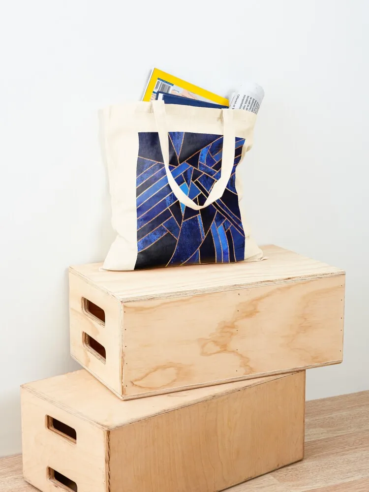 حقيبة حمل ليلية زرقاء حقيبة كتف قماشية حقائب مخصصة للمتسوقين