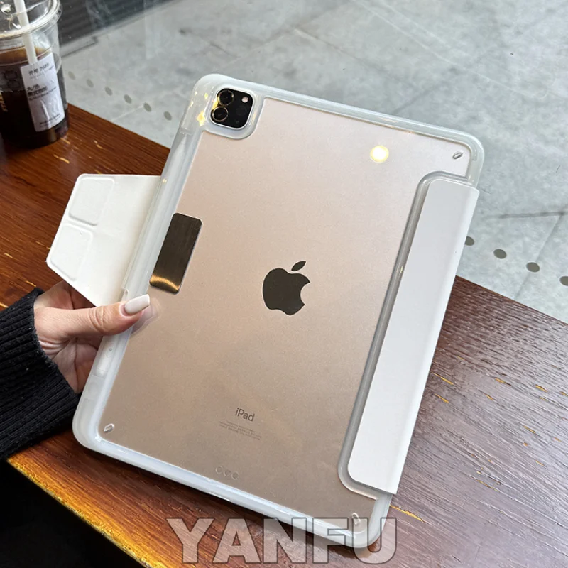 

Кожаный чехол для iPad Air 11, 10-го поколения, 4-го, 5-го, 10.9, 13-дюймовых моделей, а также для iPad 12-го, 11-го поколения, Pro 11 дюймов, 10.2, 9-го, 7-го, 8-го поколений, 10.5, 9.7 дюймов, с акриловой жесткой магнитной складной крышкой.