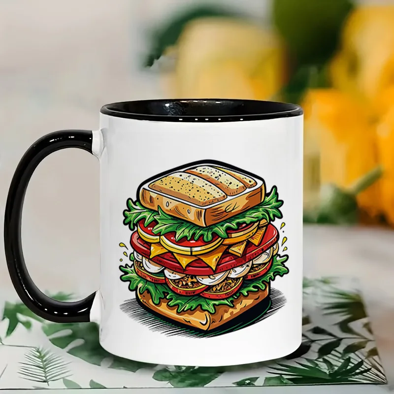 Delicious Sandwich Colorful Print Ceramic Coffee Mug 11oz 350ml Personalized Custom Cute Aesthetic Mug Microwave Safe Birthday G