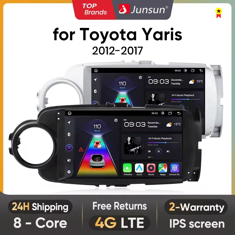 Junsun Wireless CarPlay Android Auto Car Radio for Toyota Yaris 2012 2013 20014 2015-2017 RDS GPS 4G WIFI Multimedia autoradio