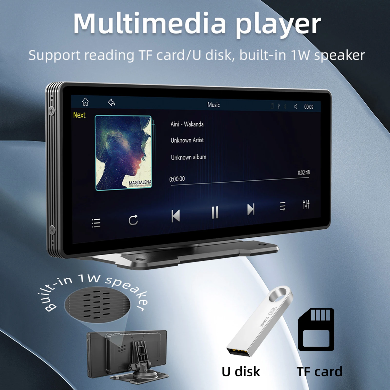 

9.3'' Car MP5 Player Multimedia Bluetooth Car Stereo FM Audio CarPlay Android Auto Wired Mirror Link Portable