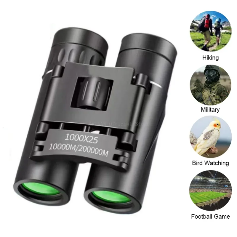 1000X25 HD Powerful Binoculars 9000M Long Range Folding Mini Telescope BAK4 FMC Optics For Hunting Sports Outdoor Camping Travel