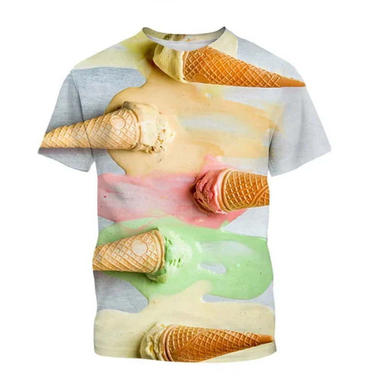 Fashion Ice Cream 3D Printing T Shirt For Men Kids Round Neck Short Sleeves T-shirt Summer Casual Street Women Tee Shirts cloth