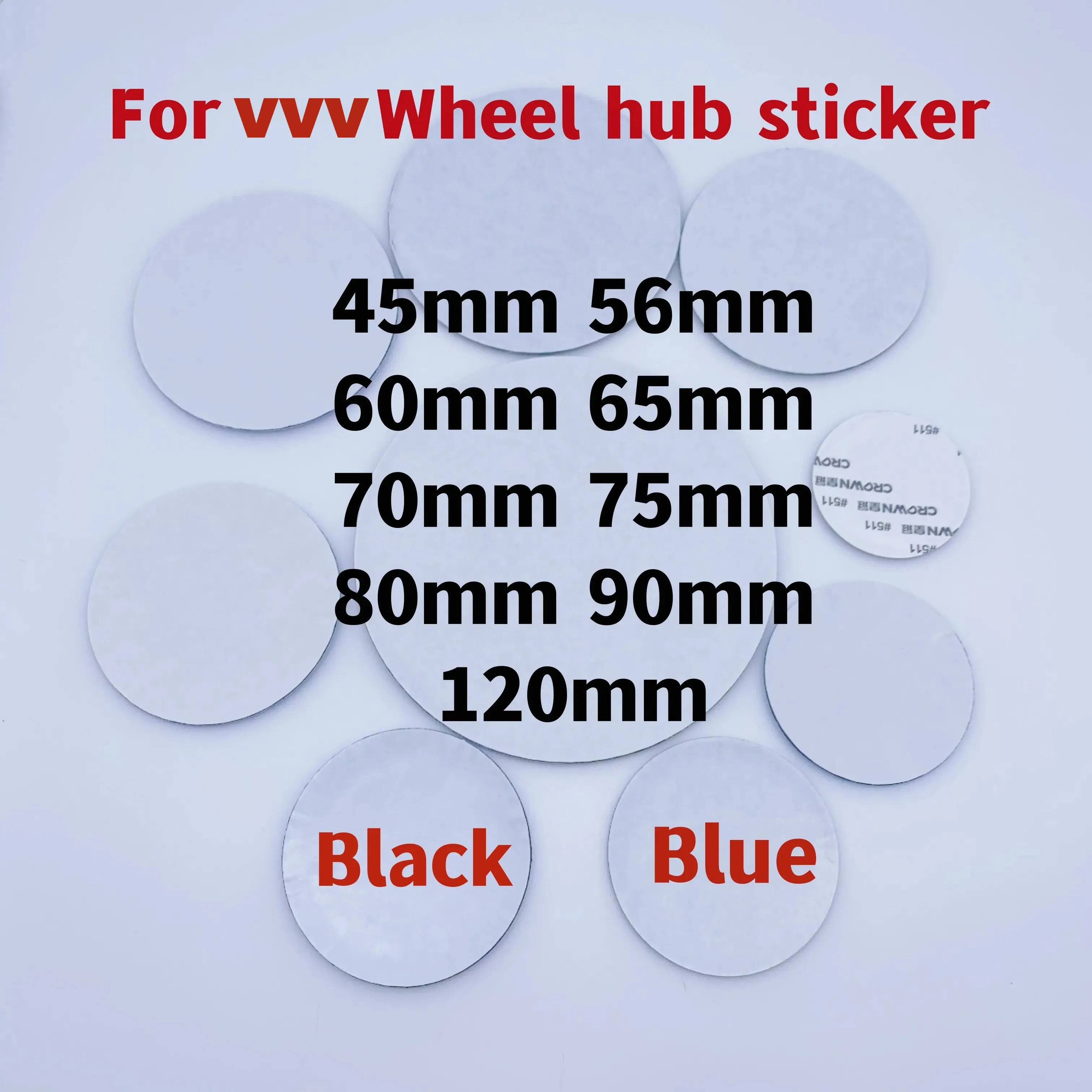 For VVV Centre Hub Cap Emblem Sticker Car Wheel Center Stickers 56mm 60mm 65mm 70mm 75mm 80mm 90mm 120mm VW 45mm Steering Wheel