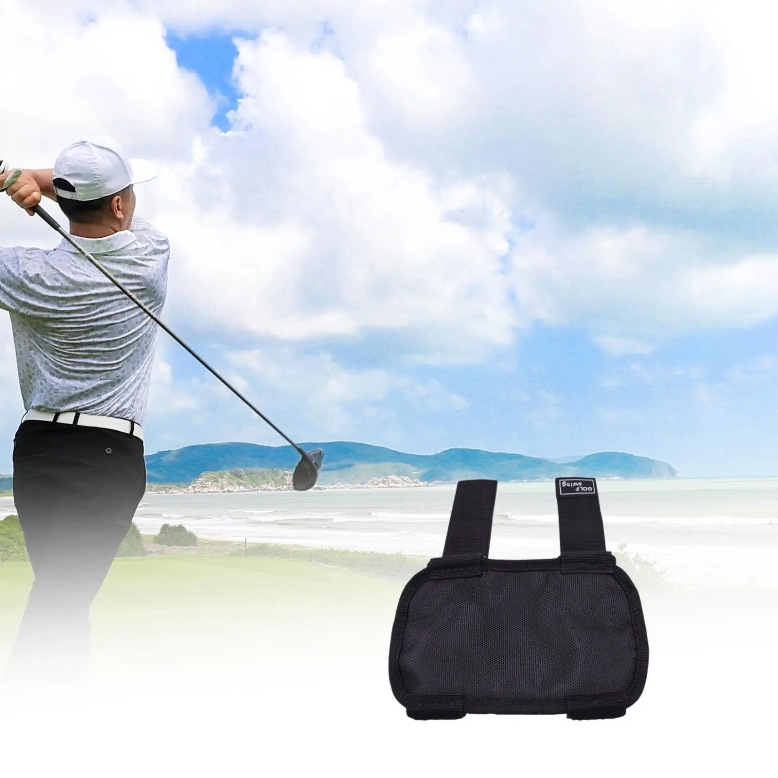 

Golf Swing Training Device with Bend Elbow Alarm Nylon Elbow Brace Straight Practice Tool