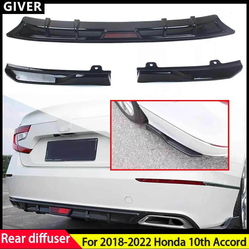 For 2018-2022 HONDA  ACCORD 4 Door Sedan ABS material sport rear bumper diffuser splitter Sports Spoiler Body Kit Accessories