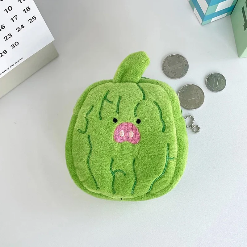 10cm Cute Plush Wallet Cartoon Bitter Melon Children Plush Coin Purse Girl Headphones Lipstick Storage Bag Children Gift