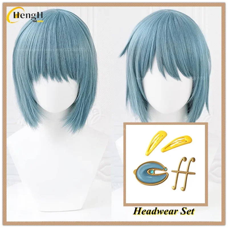 

New! Miki Sayaka Synthetic Wig Anime Cosplay Short 30cm Blue Grey Wig And Headwear Heat Resistant Hair Party 2024 Wigs + Wig Cap