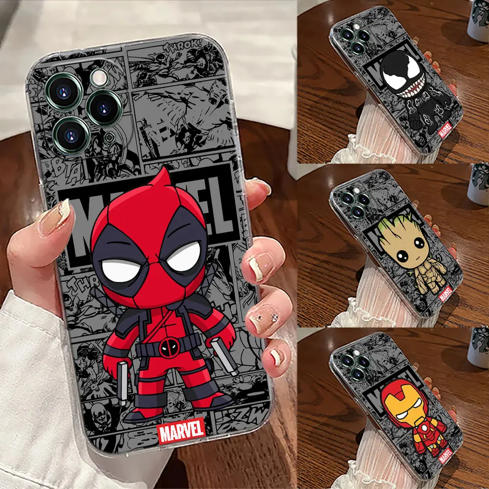 

Cute Deadpool Marvel Venom Groot Phone Case For iPhone 17 Pro Max 17E 11 12 13 14 15 16 Pro Max Plus 17 Air 16E 7 XS Soft Cover