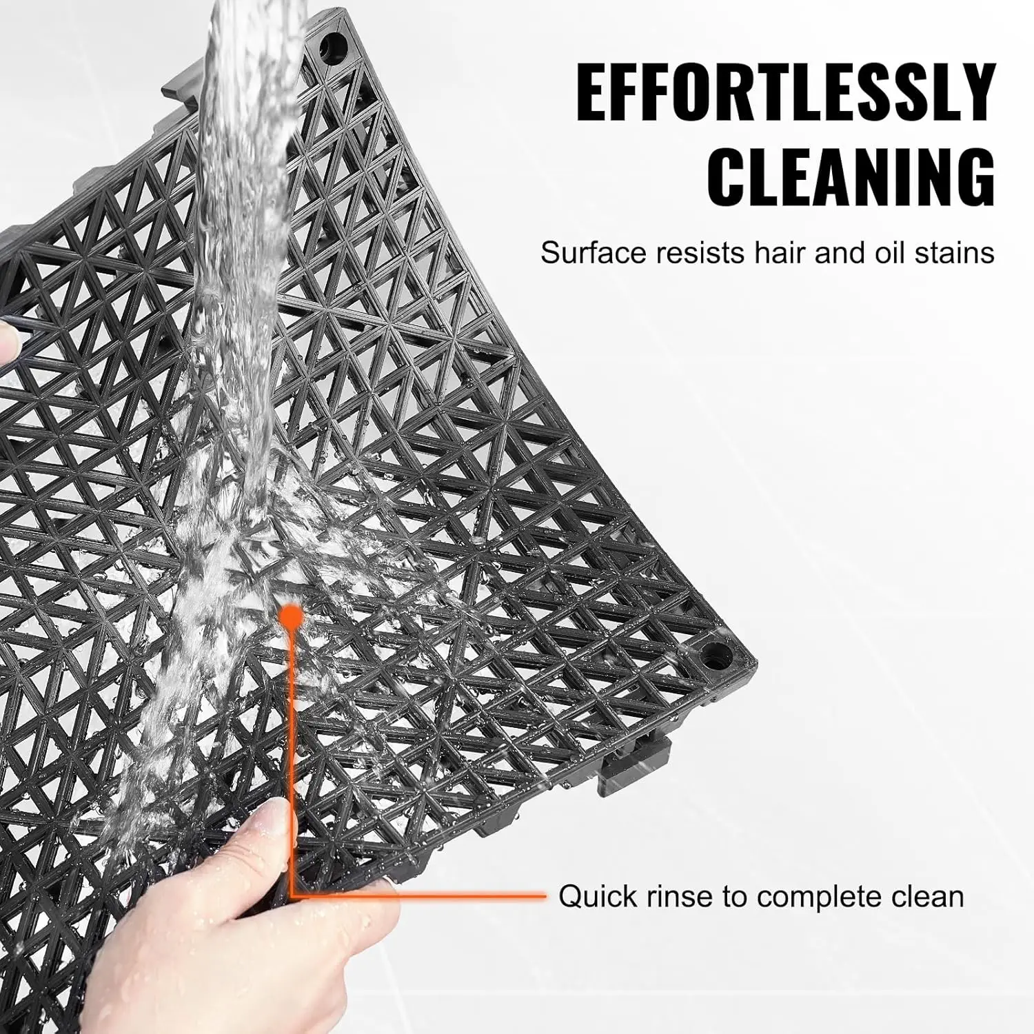 Interlocking Tile 55PCS Black, Drainage Tiles 12" x 12" Splicing, Soft PVC Interlocking Drainage Floor Tiles, Non-Slip