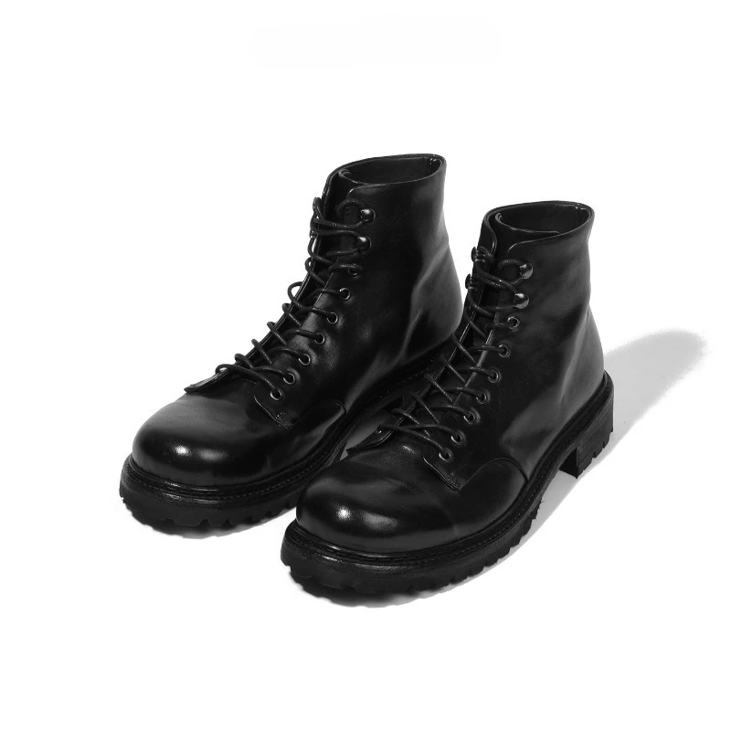 

British Style Genuine Leather Casual Ankle Boots Men's Shoes Oxford Desert Outdoor Chelsea High Top Motorcycle Boots Work Male