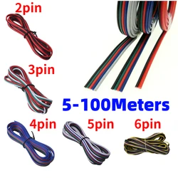 5m-100m 22awg 2pin 3pin 4pin 5pin 6pin Extension Electric Wire 5050 3528 RGB RGBW RGBWW RGBCCT LED Strip Extend Cable Connector