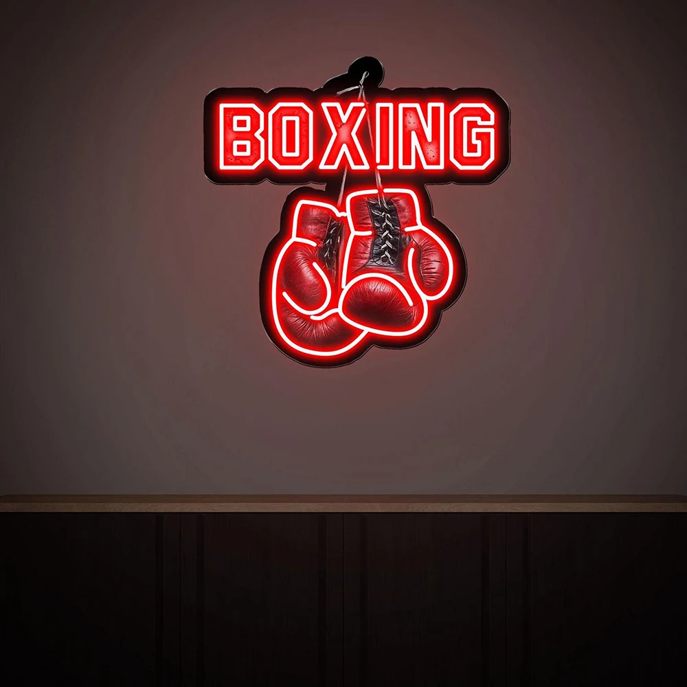 Boxhandschuhe Neonschild Boxen LED Neonlicht Benutzerdefinierte Sport Raumdekoration Schlafzimmer Wanddekoration UV-Druck Acryl Lichtschilder