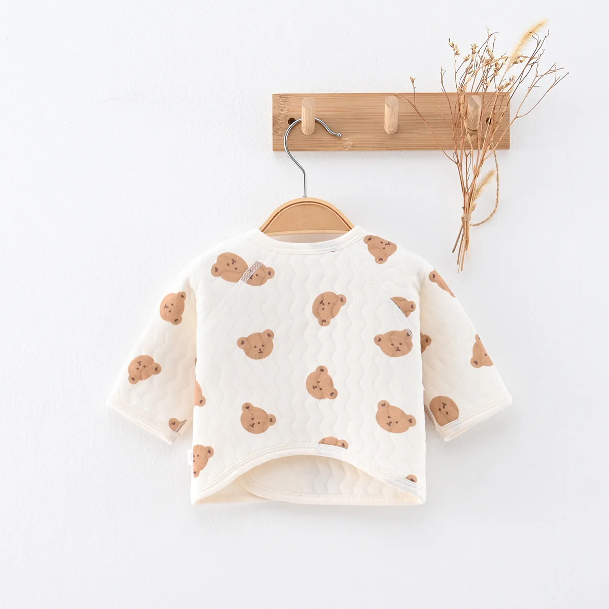Thickened three-layer warm newborn half-back clothing double-layer belly protection ClassA boneless pure cotton single-piece top