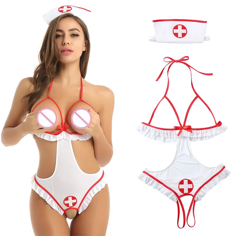 ร้อนเซ็กซี่ Sheer Maid Roleplay ชุดผู้หญิงชุดชั้นในเซ็กซี่พยาบาลคอสเพลย์ชุดชั้นในนักเรียน Micro บิกินี่เร้าอารมณ์ชุดสวมบทบาท