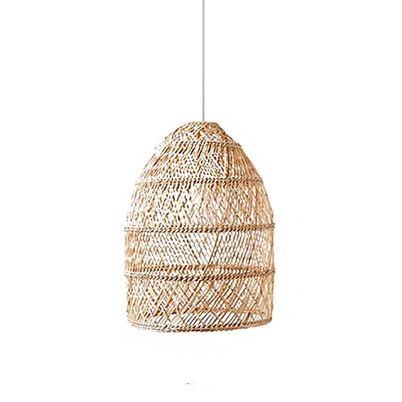 

Modern Wood Color Rattan Chandeliers Classical Textured Home-applicants LED Dimmable Lightings Suspension For Living Room