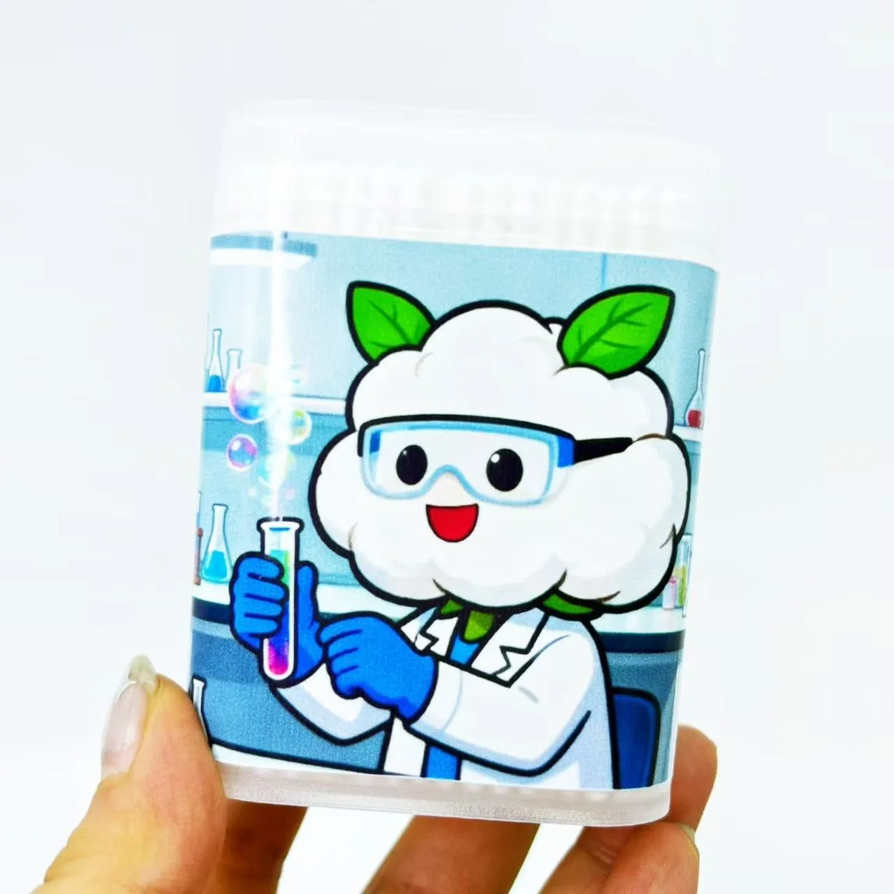 200 قطعة/400 قطعة مسحات قطنية مزدوجة الأطراف تحت عنوان المختبر عناصر تجريبية إبداعية أعواد قطنية مستديرة حلزونية بيضاء #4