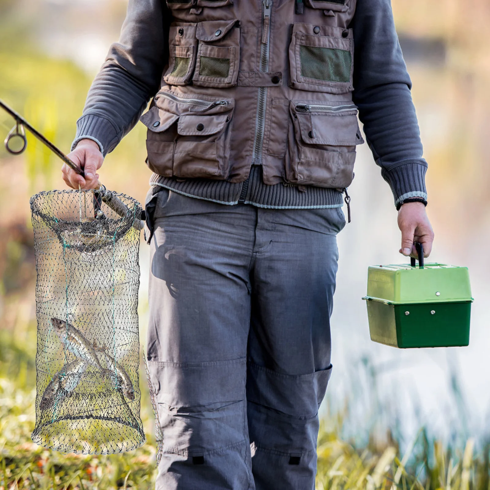 

Foldable Fishing Net Trap Automatic Telescopic Shrimp Cage For Saltwater Freshwater Lobster Crab Crawfish Minnows Portable