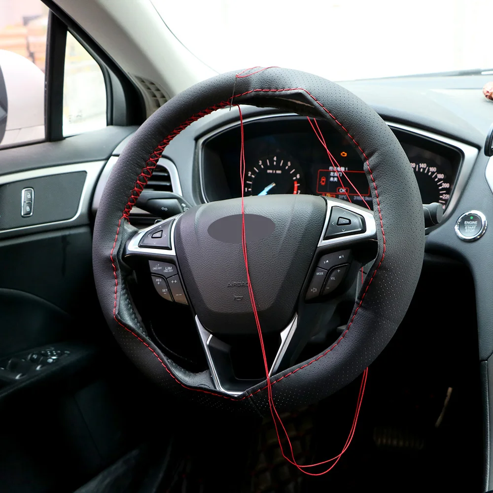 1PC Artificial leather Funda volante Cover on the steering wheel Car-covers Gray Black For opel astra h With Needles Thread