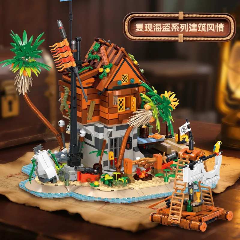

1487pcs MOC Creativity Pirate Series Building Blocks Model Rocky Bay Bricks Assembling Toys for Children Birthday Gift Set