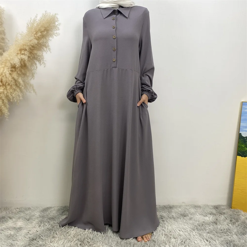 

Ramadan Chiffon Long Dresses Muslim Kaftan Kimono Buttons Islamic Dress Turkey Abaya Dubai Eid Abayas Women Musulman Robe Gown