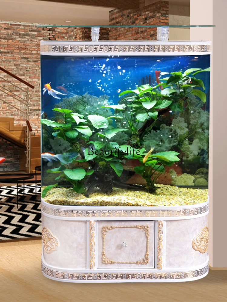 Fish Tank Glass Ecological Landscaping Fish Globe Self-Circulation Integrated Change Water against the Wall Aquarium