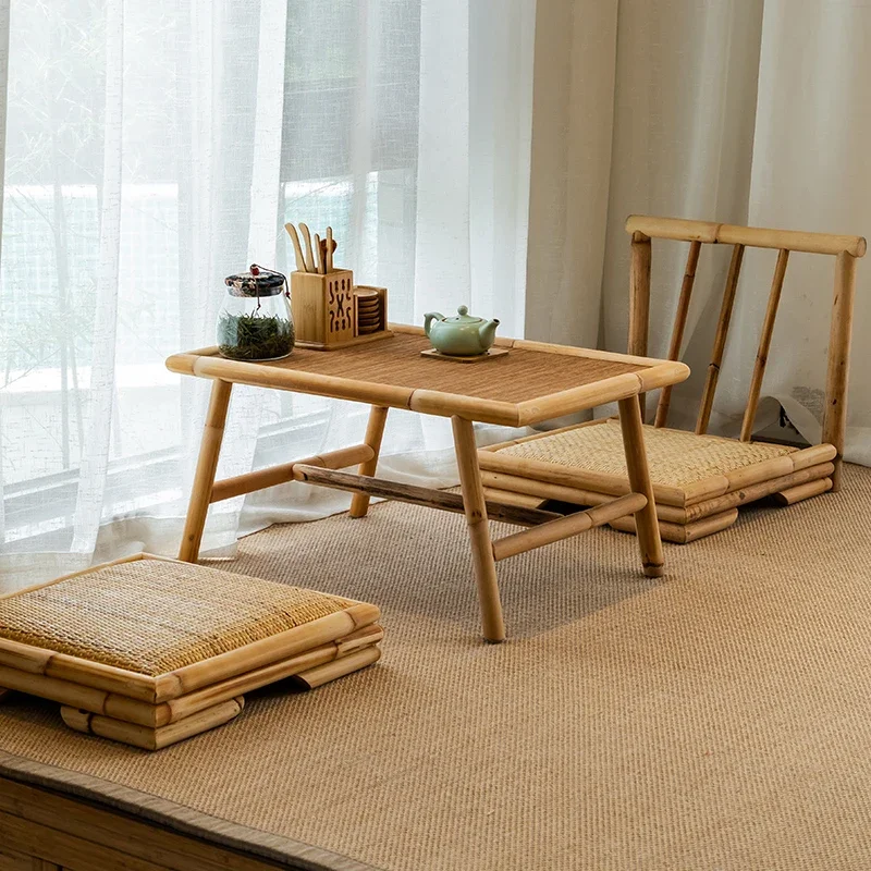 ti- Bamboo Tea Table for Tatami Zen Style Low Coffee Table Modern Floor Bay Window Desk Minimalist