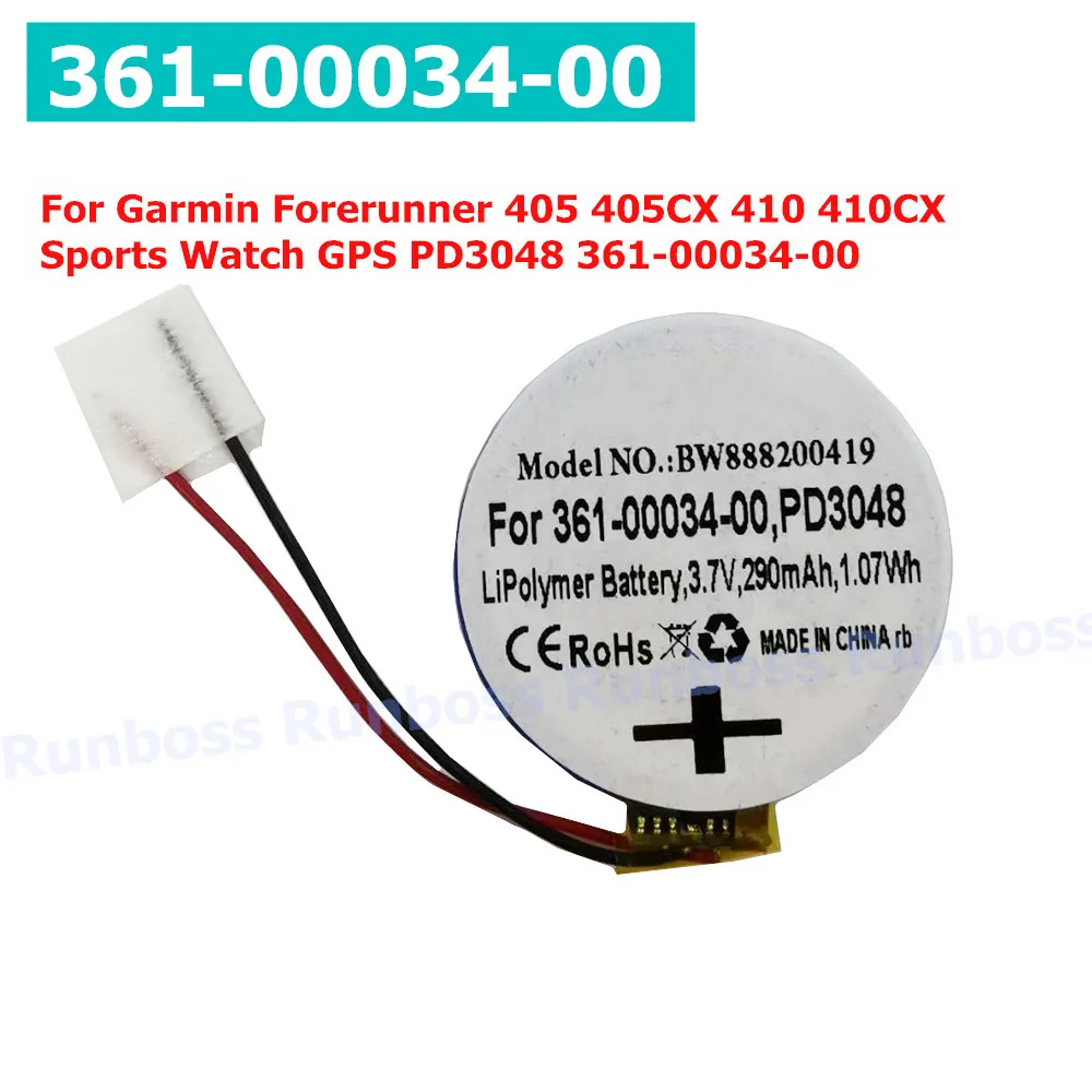 Replacement Battery For Garmin Forerunner 405 405CX 410 410CX Sports Watch GPS PD3048 361-00034-00