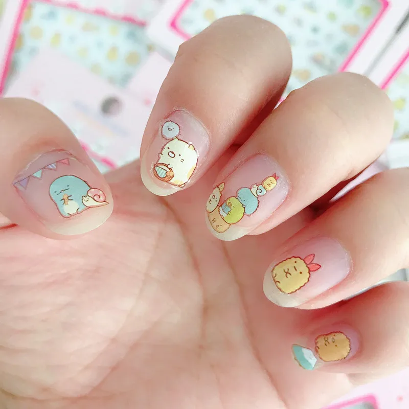 3 sztuk/partia Cute naklejka do paznokci Cartoon Sumikko Gurashi Sumikko Transfer wody suwaki do zdobienie paznokci dekoracje Manicure z efektem