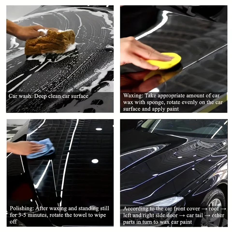 KJM Black Car Wax 55g Waterproof Polishing Coating Hydrophobic Renovation Paint Care With Sponge