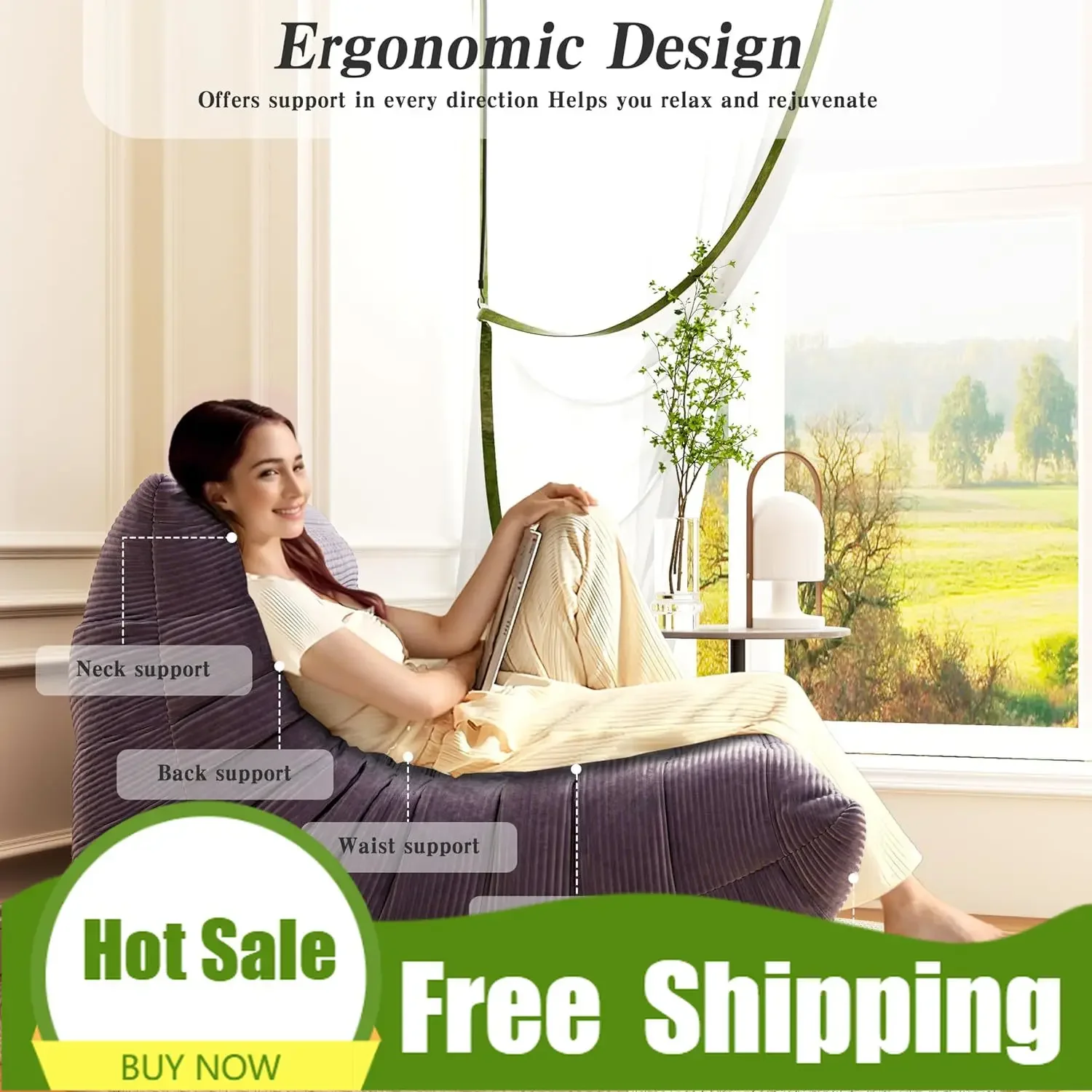 [أفضل بائع، اشترِ الآن! ]كرسي بين باج ممتاز، أريكة أرضية كسولة للبالغين والأطفال، كرسي بجانب الحريق بتصميم مريح،