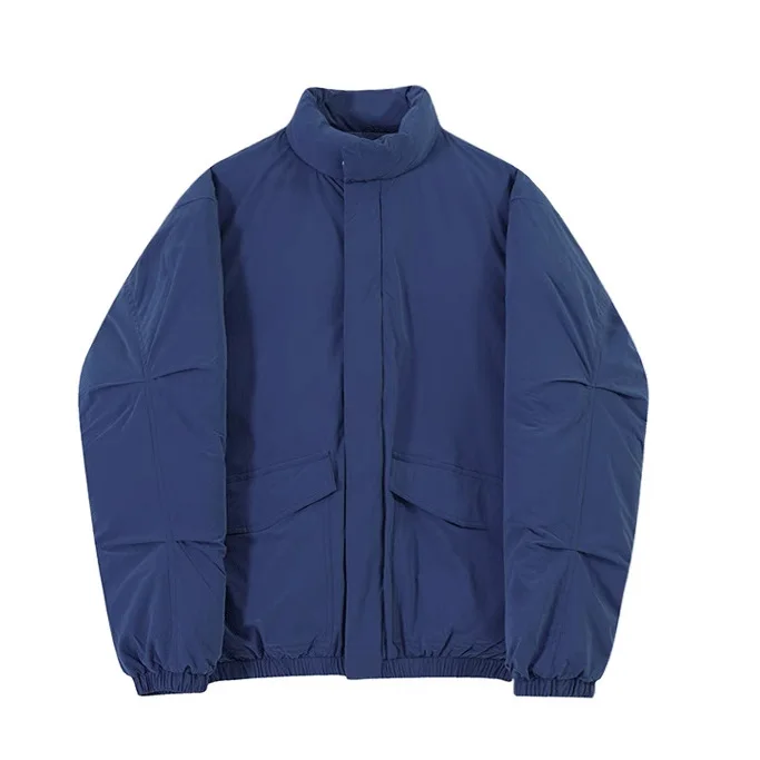 Winter Men Jacket New Thicken Warm Simple Solid Color Male Outerwear Fashion Long Sleeve Pocket Zipper Oversize Man Down Coat