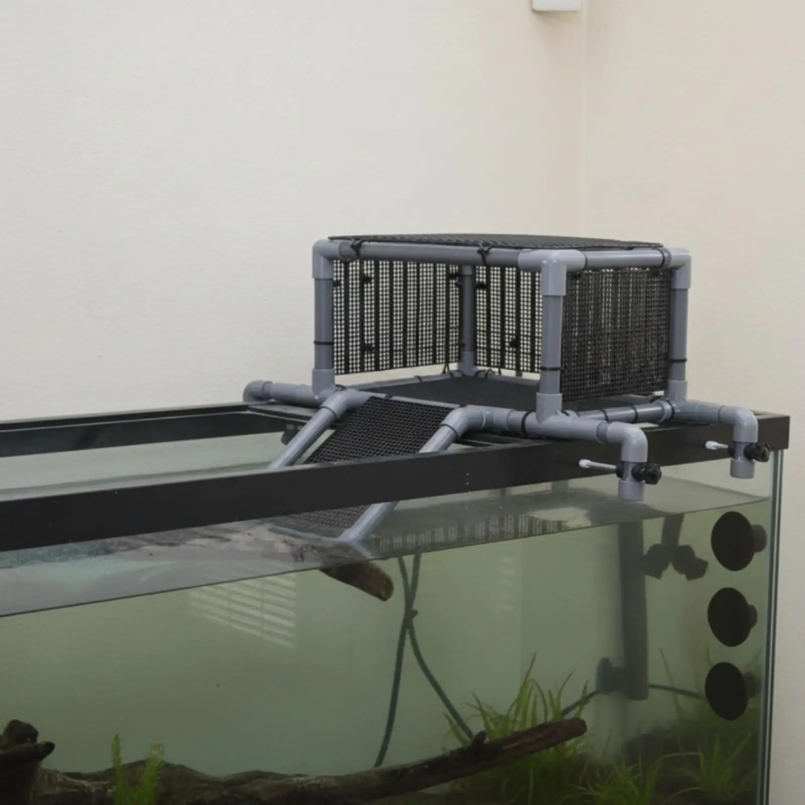 Modular Turtle Basking Dock for Aquarium with Anti Slip Mesh Ramp Climbing Platform Reptile Habitat Accessories