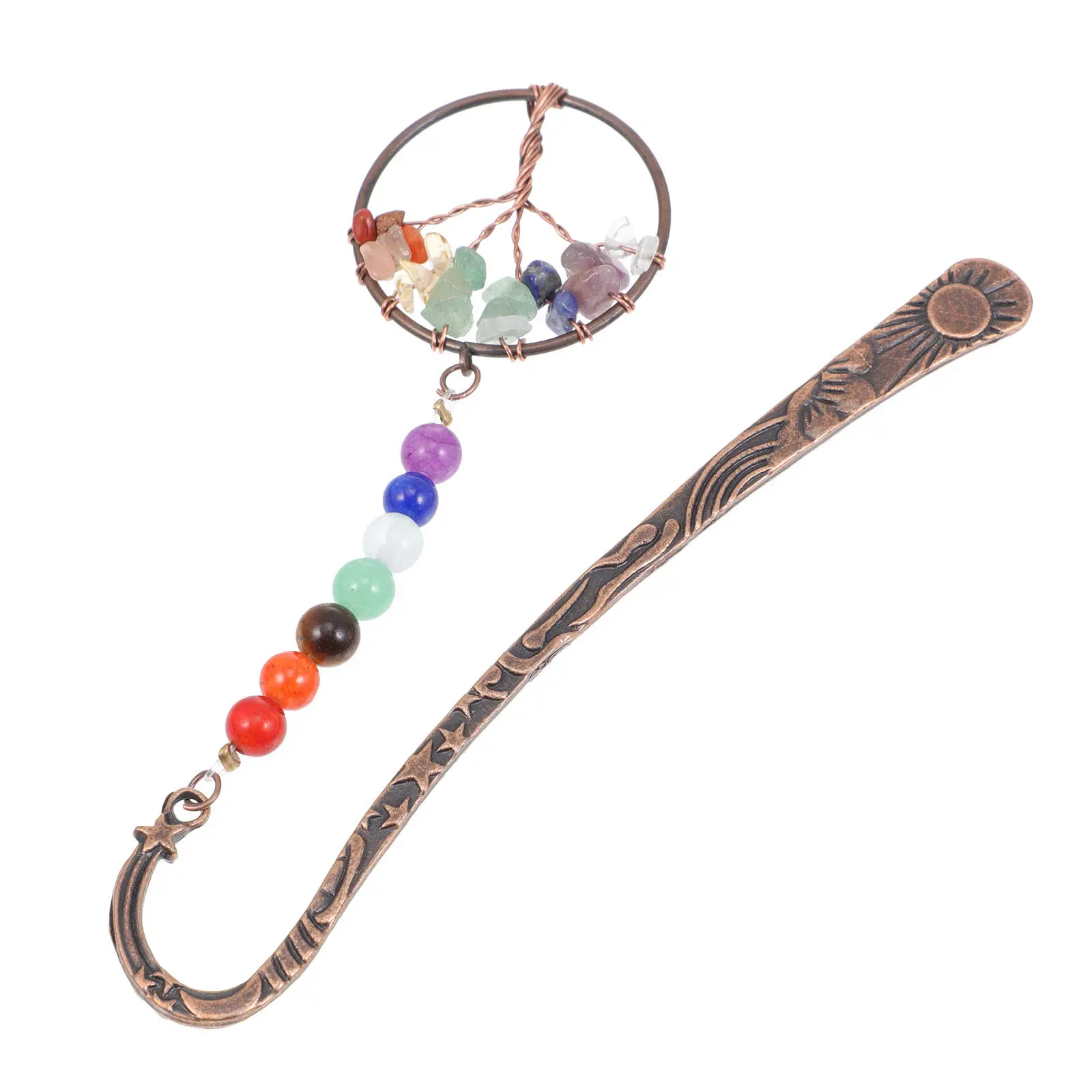

1Pcs Crystal Life Tree Seven Chakra Bookmark Natural Gravel Artistic Decorative Bookmark Gift for Students Writers Readers