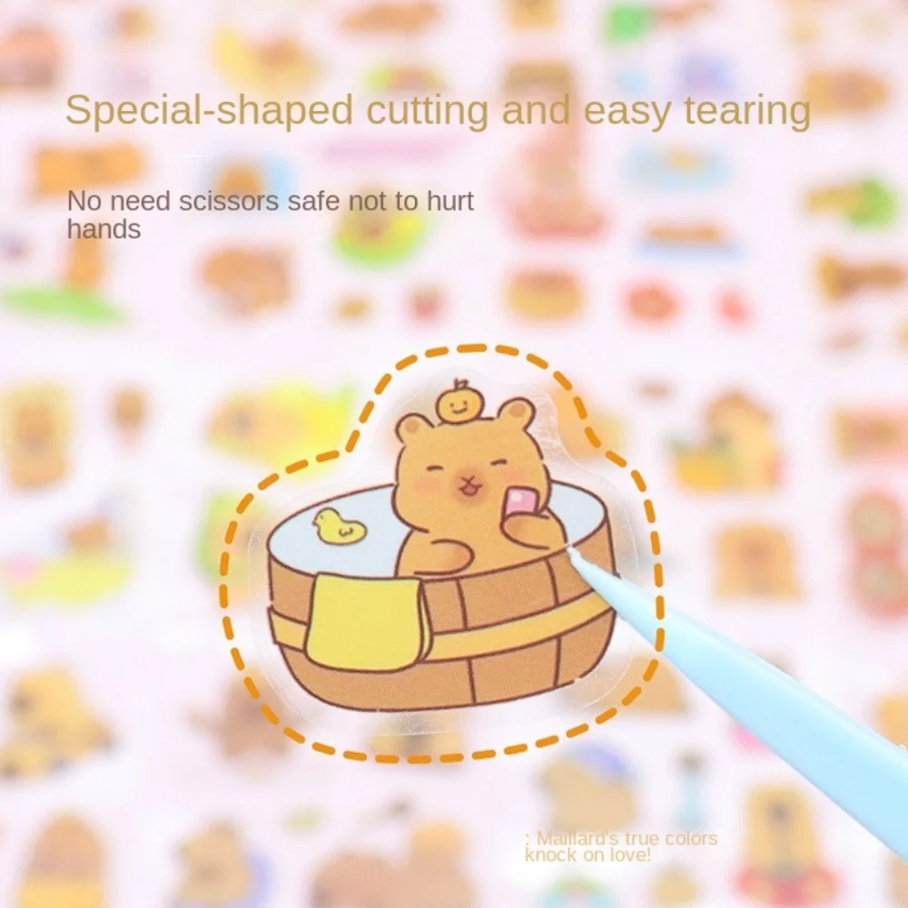 100PCS Cartoon Capybara Children Sticker Stationery DIY Mobile Phone Decoration Kid Toys Gifts Non-Repeating Water Cup Decal
