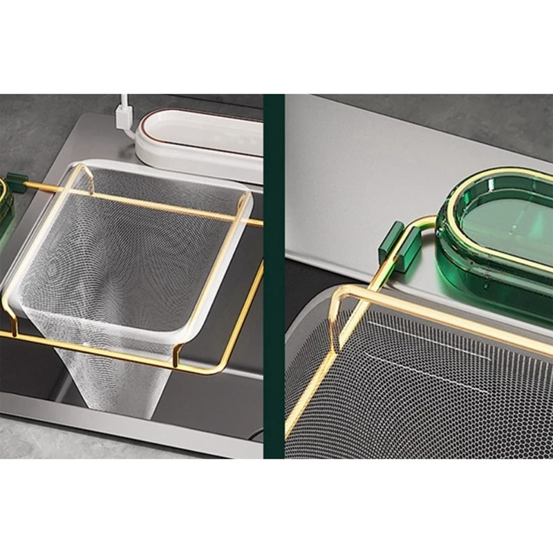 Kitchen Sink Filter Rack Foldable Sink Strainer Corner Filter Mesh Bag Shelf