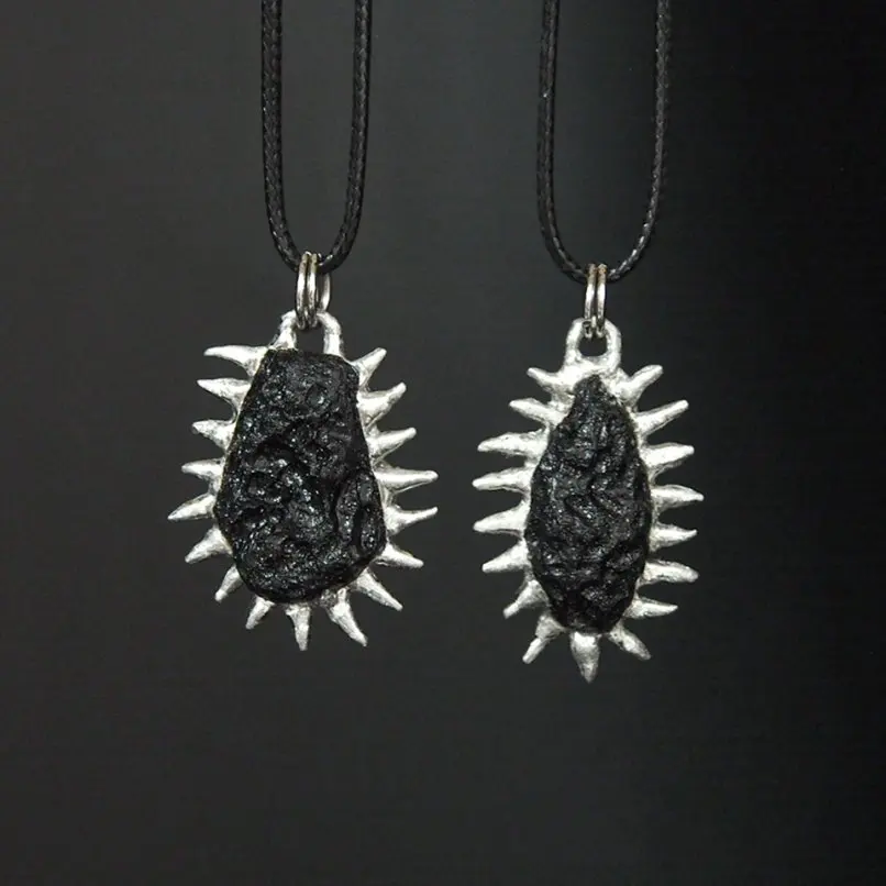 

Brutalist Y2k Handmade Czech Meteorite Moldavite Rope Leather Necklace Soldered Bubble Claw Organic Claws Thorns