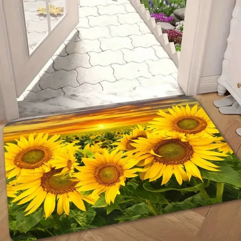 Cute Front Door Mat Floral Welcome Doormat Colorful Wildflower Print Spring Door Mat Indoor Outdoor Entryway Boho Home Decor