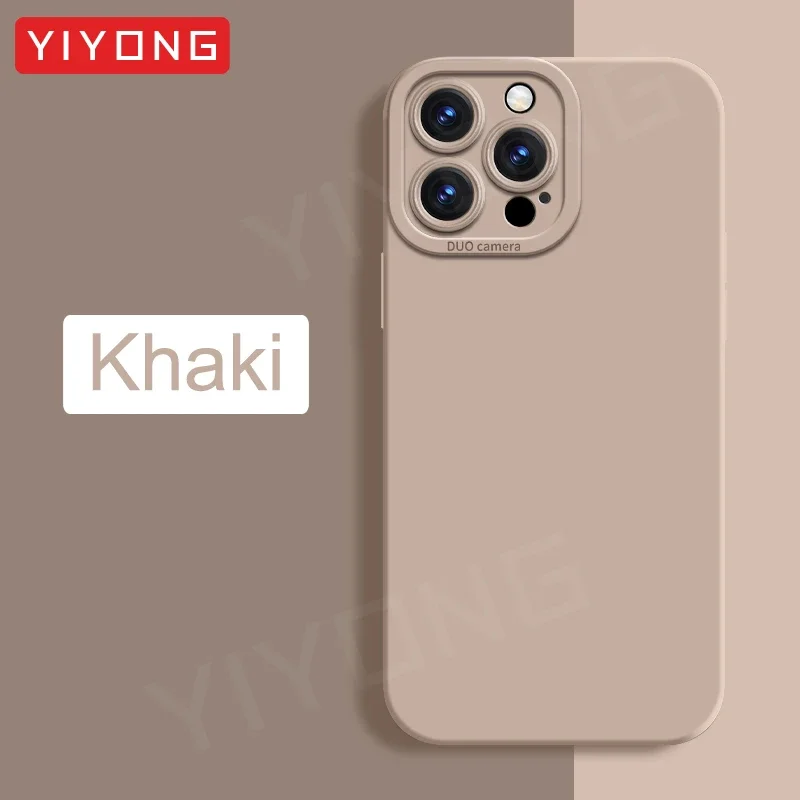 Handyhüllen für iPhone Air 17 16 18 Pro Max 17e 16e 15 14 Plus 13 Mini, YIYONG Quadratische Seidige Flüssigsilikon-Softcover – Detail 16