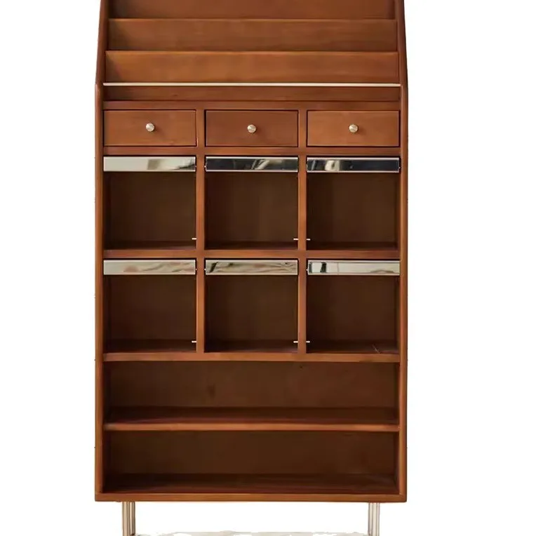 Living room study retro magazine locker antique solid wood bookcase household small apartment sofa side storage side cabinet