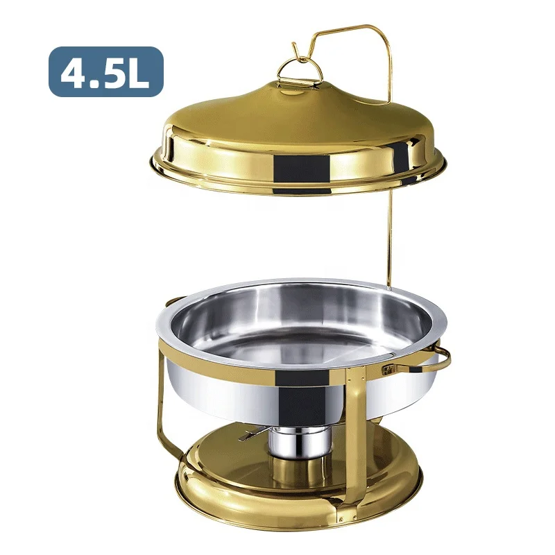 Hot sale hotel buffet serving stainless steel 201 gold hanging food luxury chafing dish