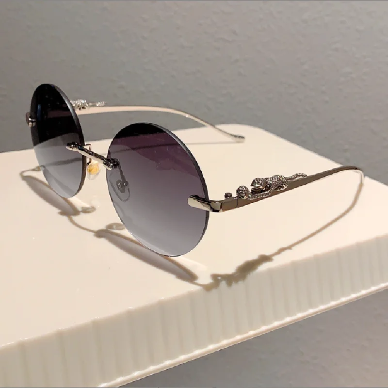 Round frame gradually changing color pink sunglasses for women, fashionable men's and women's metal glasses image 4