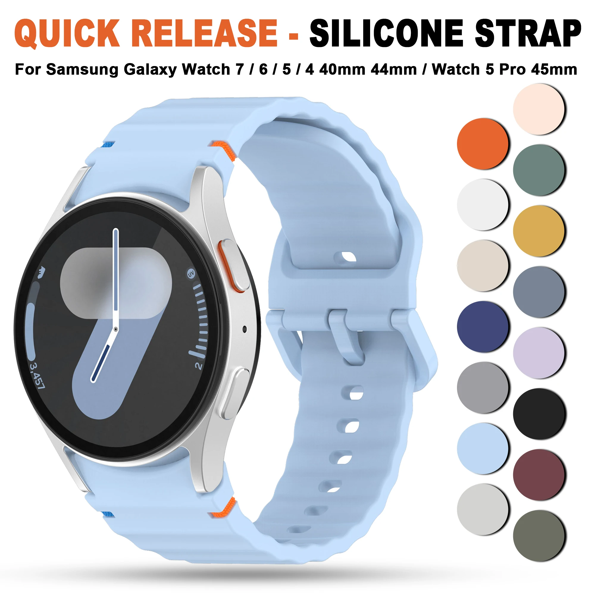 삼성 갤럭시 워치 7 스트랩 FE/5 프로/6/4 클래식 44mm 40mm 갭 없는 스포츠 실리콘 벨트 팔찌 갤럭시 워치 7 밴드 코레아