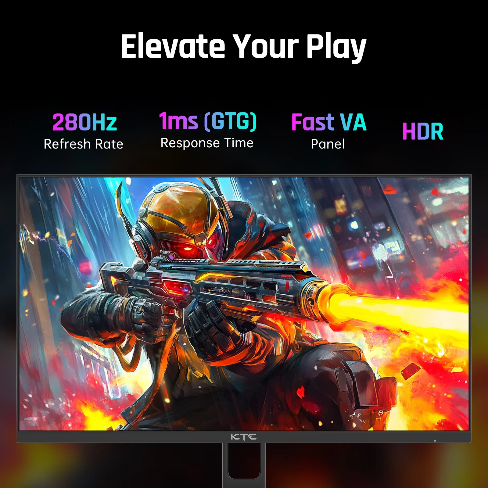 Monitor para juegos KTC de 27 pulgadas VA 280 Hz, respuesta de 1 ms, 350 nits, 126% sRGB, sincronización adaptable