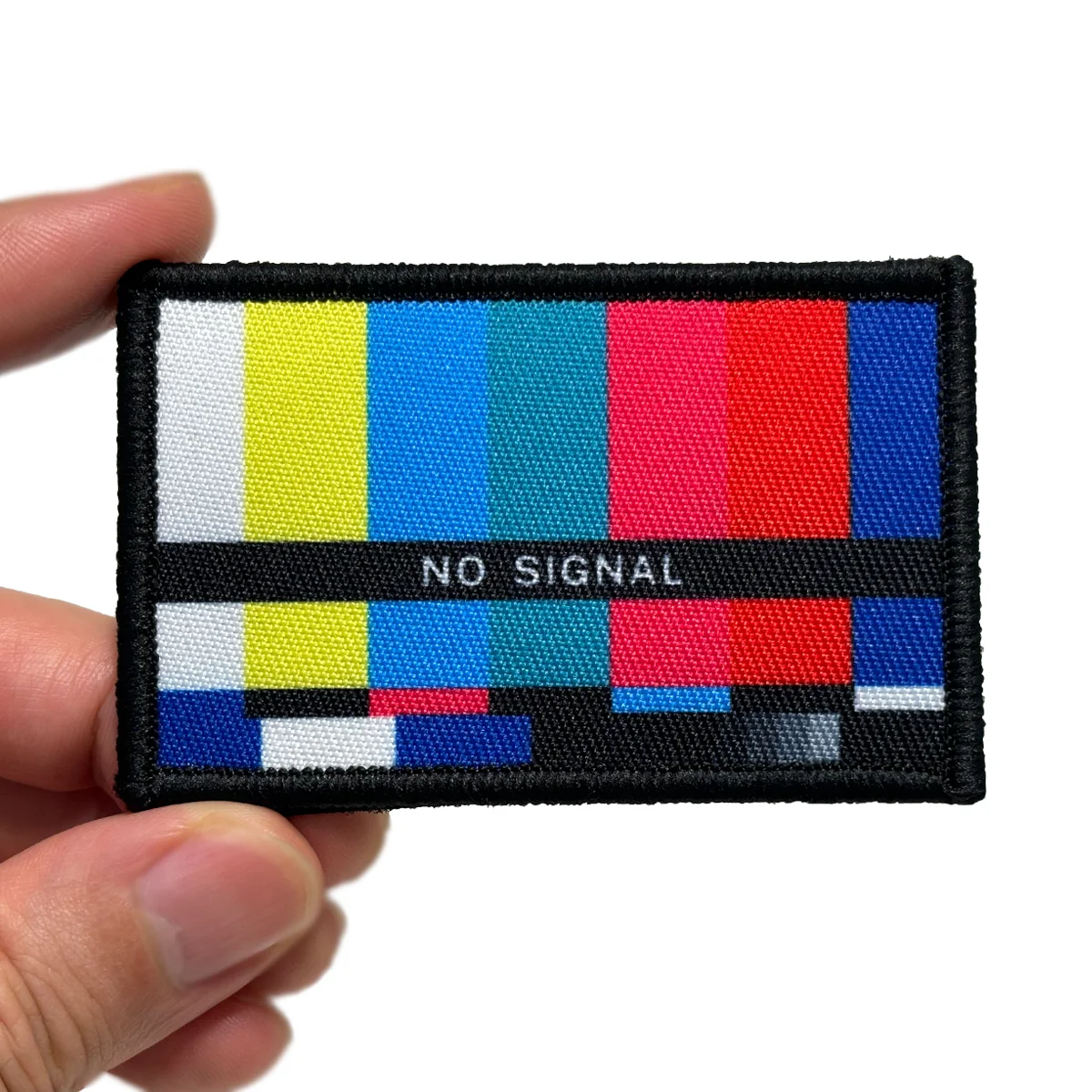 No signal late night tv joke meme 2"x3" morale patch with hook and loop backing