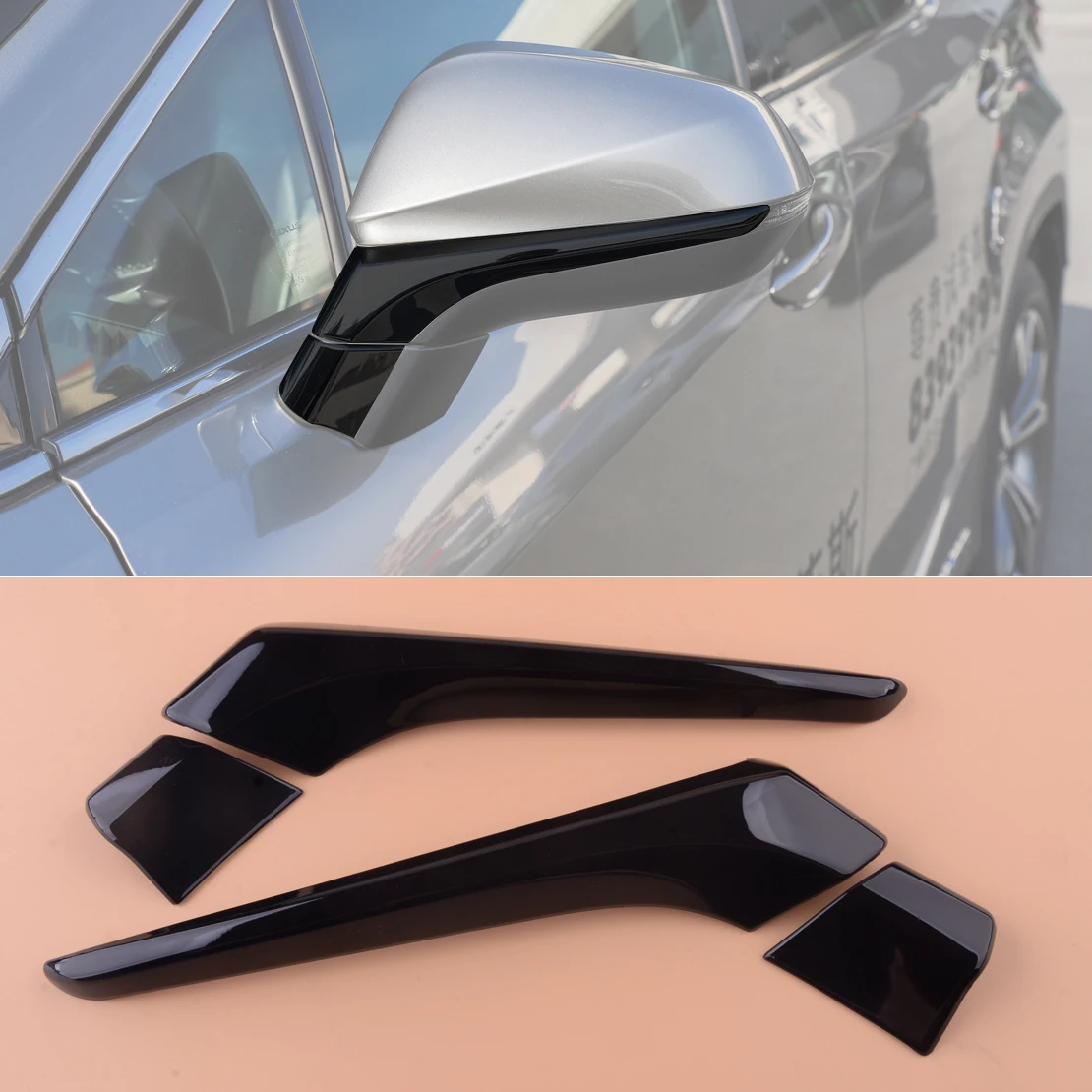 

4pcs Side Door Rearview Mirror Cover Trim Glossy Black Plastic Fit for Lexus RX350 450h 2016 2017 2018 2019