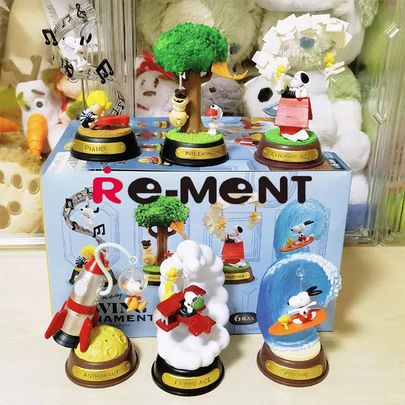 

Re-Ment Snoopy Swing Ornament Collection Mini Diorama Genuine Blind Box Figure Adorable Swinging Design Display Model Gift